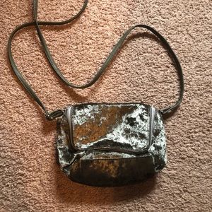 Crush Velvet Army Green Crossbody Bag